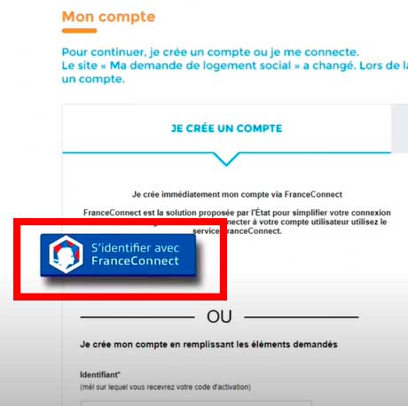 inscription via france connect creer compte demande logement social