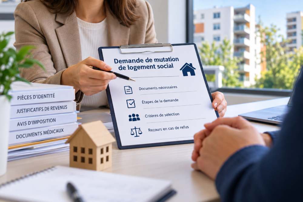 Conseillère expliquant les démarches pour une mutation de logement social