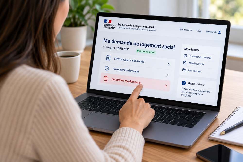 Personne supprimant une demande de logement social en ligne depuis son espace personnel